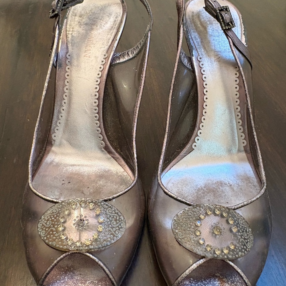 Giorgio Armani Metallic Slingback Heels